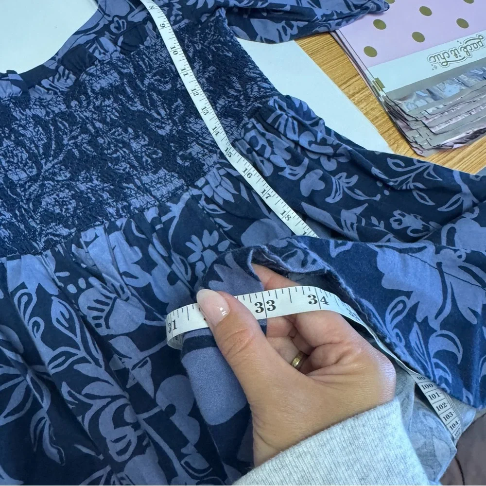 NWT Free People Dear Delilah Mini Dress in Blue Skies Combo